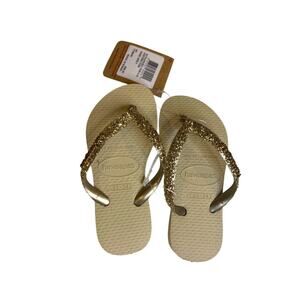 Size 9C Havaianas Girls New Flip Flops Sandals Sand Grey Sparkles